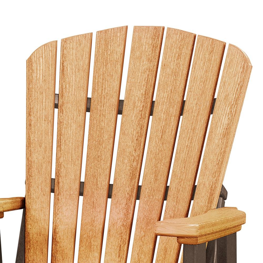 Fan Back Glider Rocking Chair, Cedar Brown, Heavy Duty Polyethylene, Porch