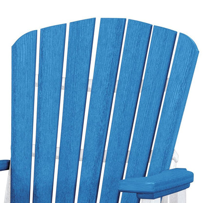 Balcony Glider Chair, Blue White, Elevated Seating, Heavy Duty Poly