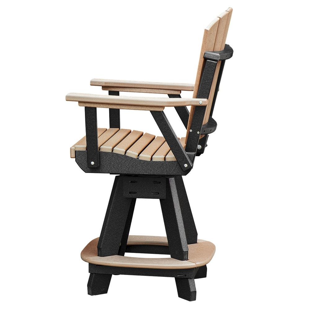 Counter Height Swivel Chair, Cedar, Polyethylene, Fan Back