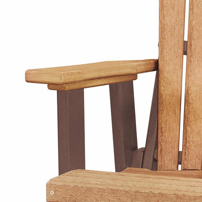 Fan Back Glider Rocking Chair, Cedar Brown, Heavy Duty Polyethylene, Porch