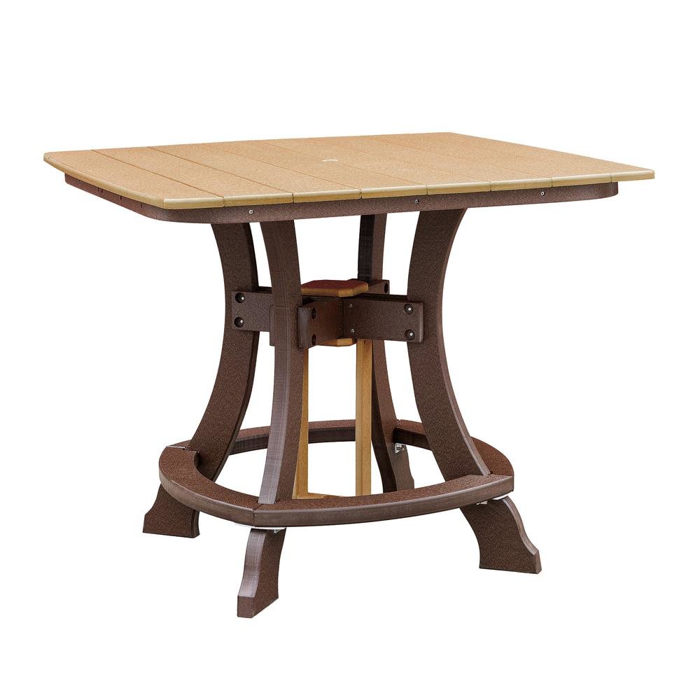 Square Counter Height Dining Set, 5-Piece, Brown HDPE, Patio Table, Foot Rest