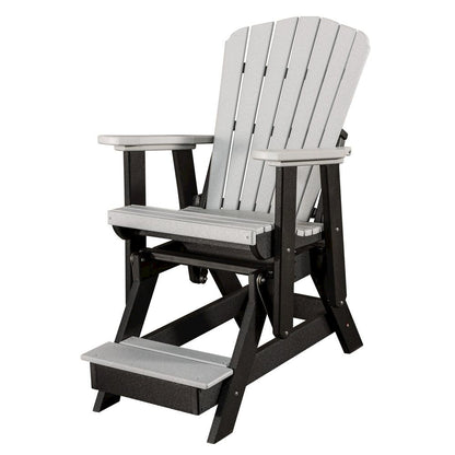 Balcony Glider Chair, Light Gray Black, Tall Seating, Heavy Duty Poly