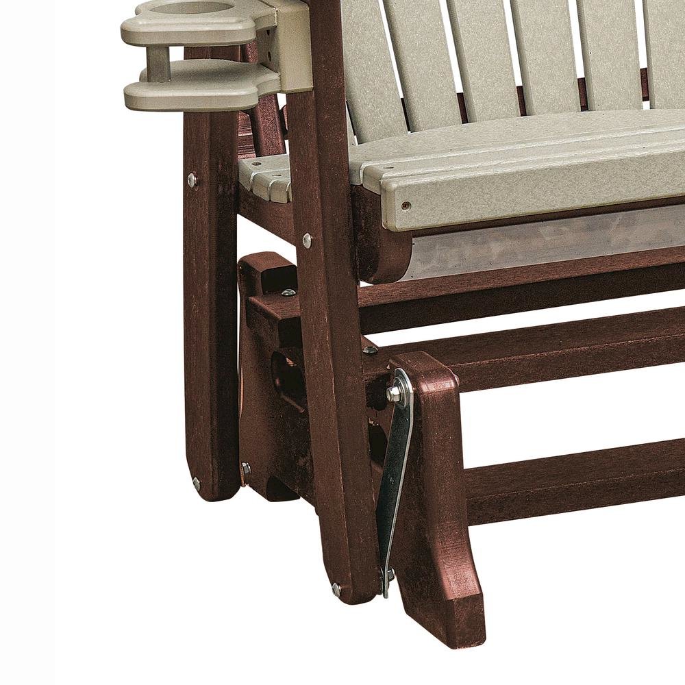 Dual Fan Back Glider, 2-Person, Cupholders, All-Weather Poly Lumber, Brown