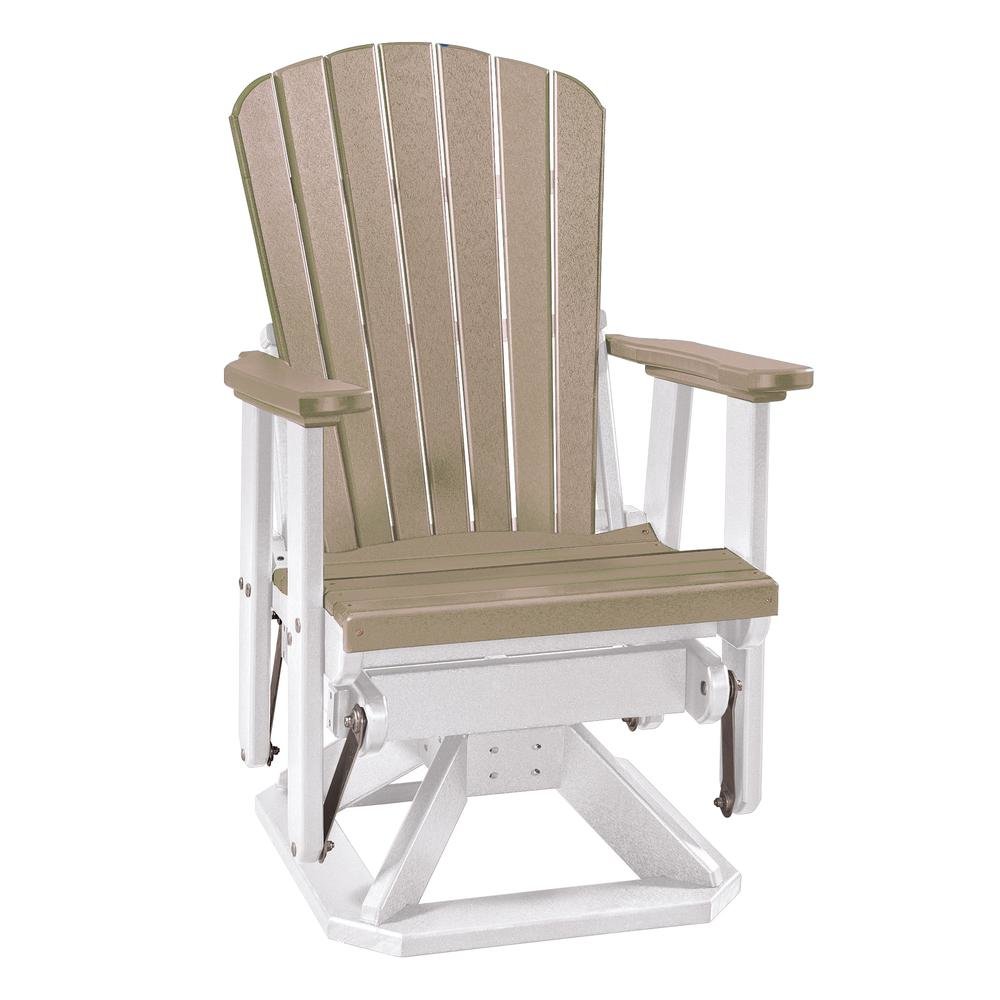 Fan Back Swivel Glider, Single Chair, All-Weather Polyethylene, Brown