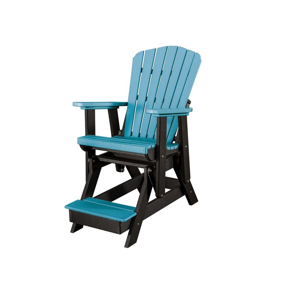 Double Balcony Height Glider, Elevated 2-Seater, Center Table, HDPE, Blue