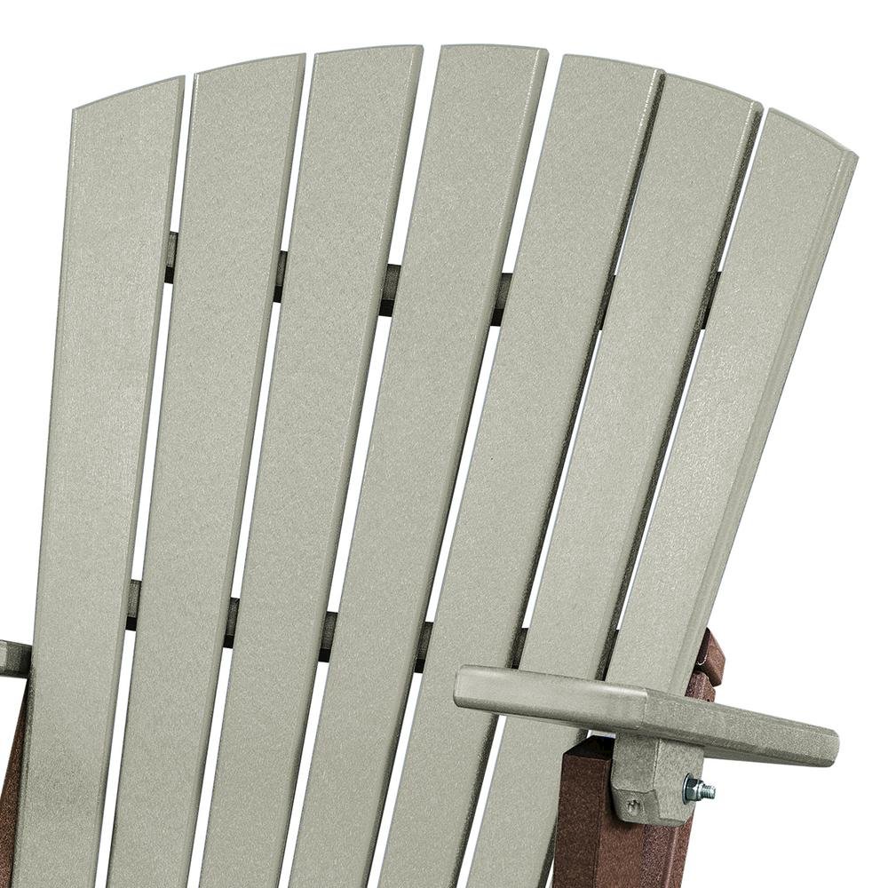 Fan Back Folding Adirondack Chair, Weatherwood Brown, Heavy Duty, Patio Seating