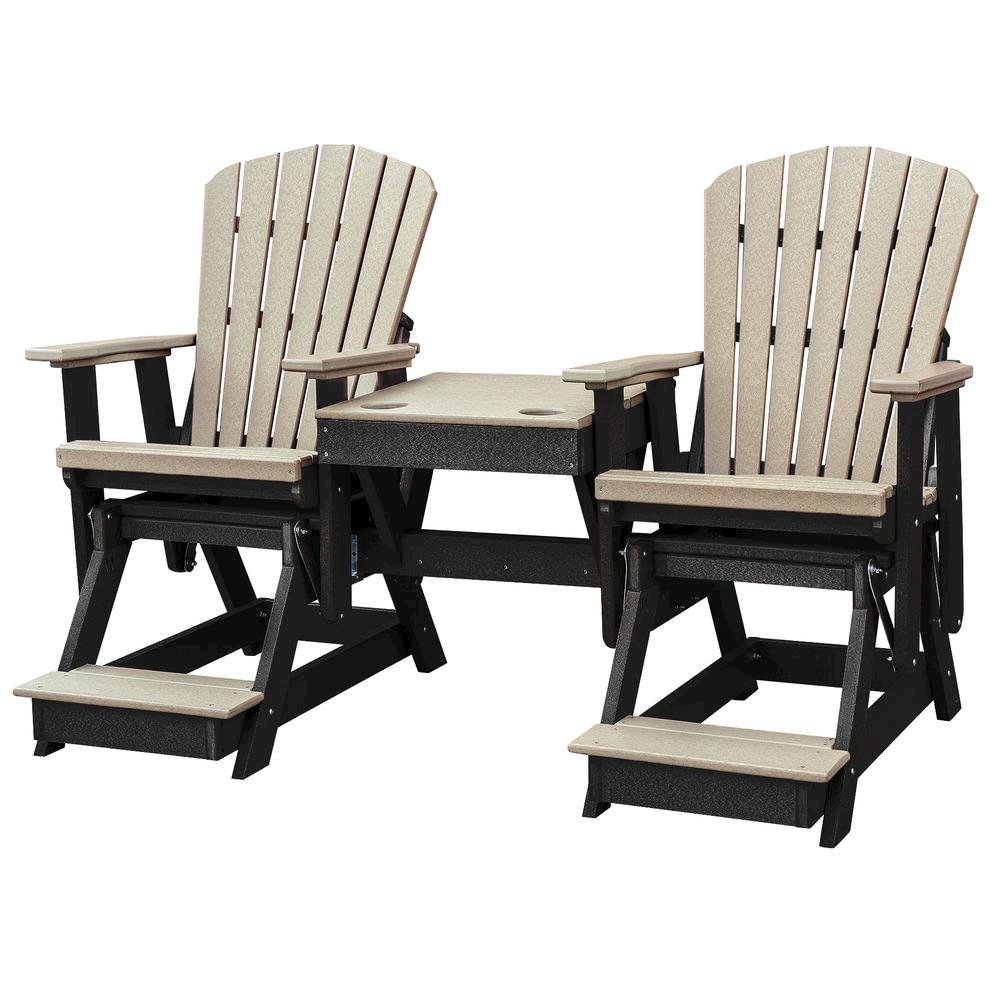 Double Balcony Height Glider, 2-Seater, Center Table, Gray All-Weather Furniture