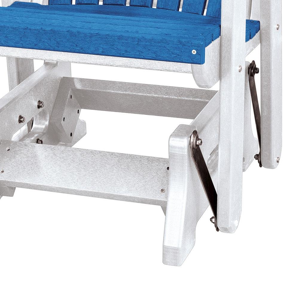 Double Glider Bench with Table, Blue, Heavy Duty Poly