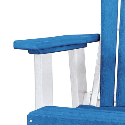 Balcony Glider Chair, Blue White, Elevated Seating, Heavy Duty Poly