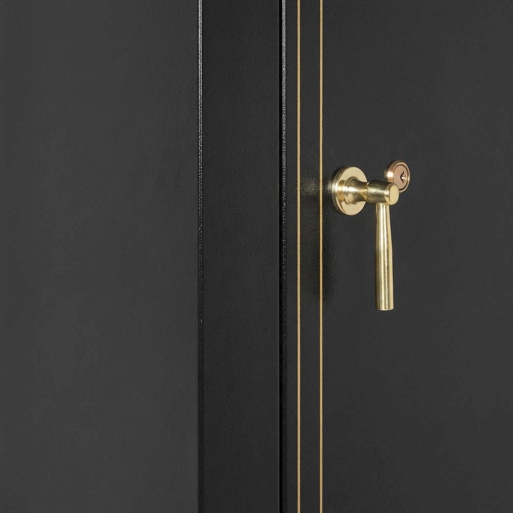 Black Gun Metal Storage Cabinet With Steel And Wood Construction