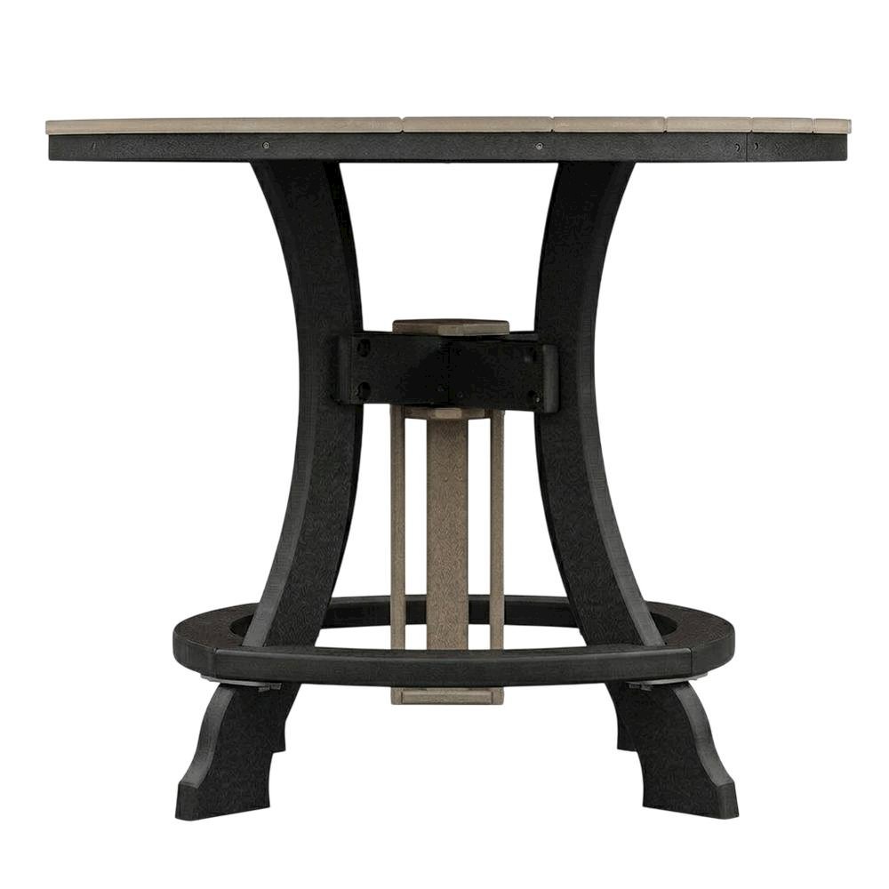 Black Base Round Outdoor Dining Table With Black Base And Polyethylene Material