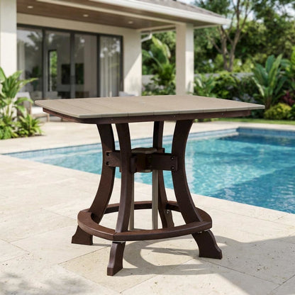 Tudor Brown Square Outdoor Dining Table, Polyethylene Finish