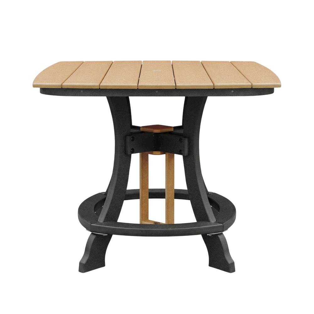 Cedar And Black Outdoor Square Dining Table With Polyethylene Material