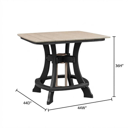 Black Base Square Outdoor Dining Table With Black Base For Patio Use