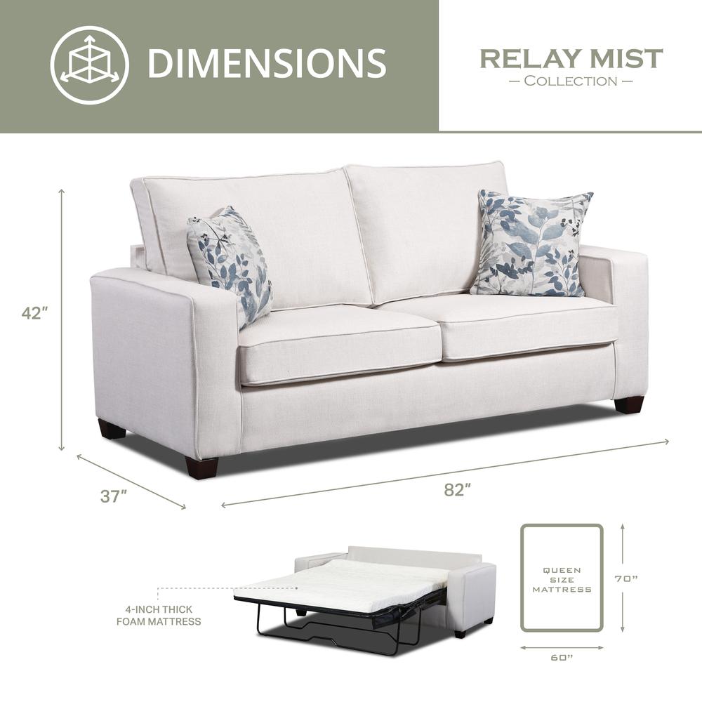 Living Room Relay Mist Sofa Sleeper with Two Throw Pillows