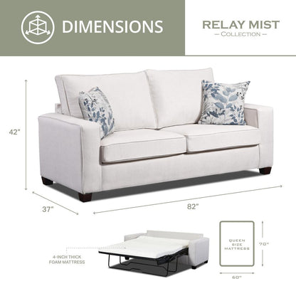 Living Room Relay Mist Sofa Sleeper with Two Throw Pillows