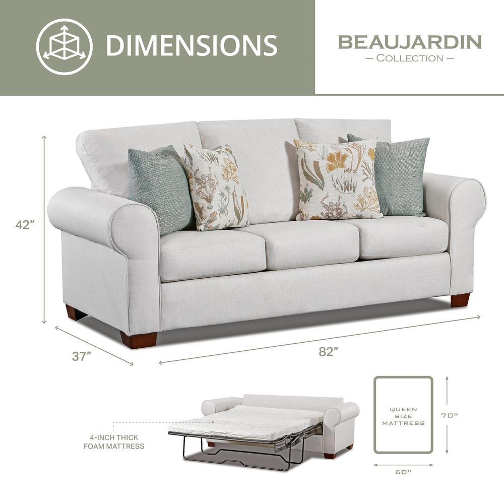 Living Room Beaujardin Sofa Sleeper with Four Throw Pillows