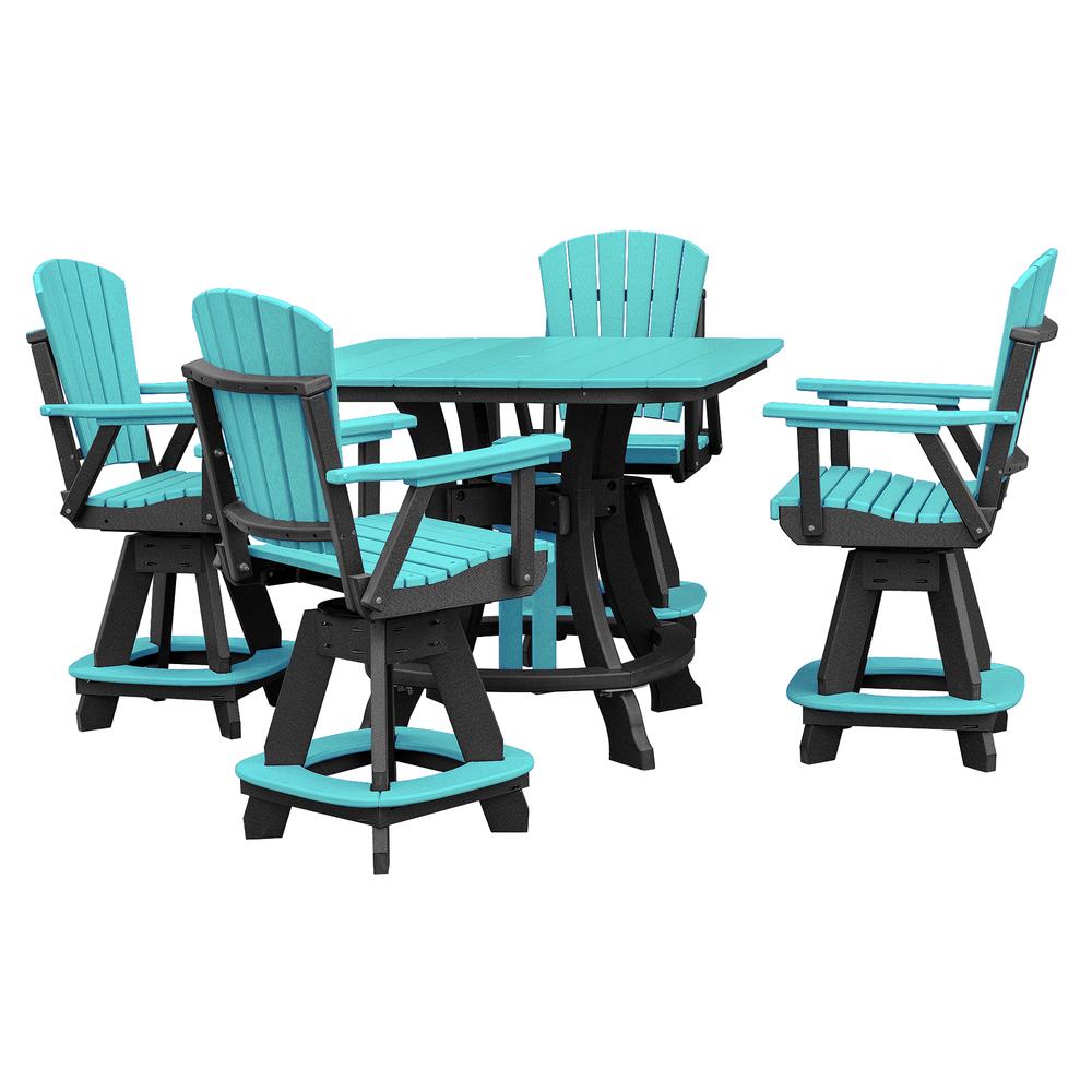 OS Home and Office Model 44S-C-ARB Counter Height Square Table in Aruba Blue with Black Base