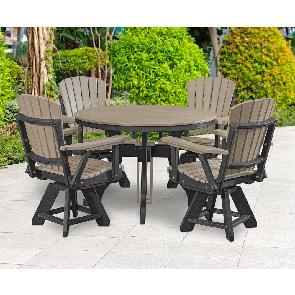 Dining Height Round Table in Weatherwood with a Black Base