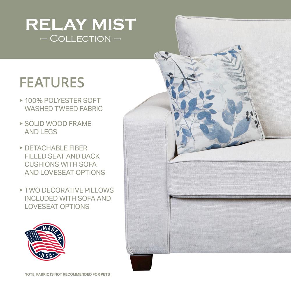 Living Room Relay Mist Sofa Sleeper with Two Throw Pillows