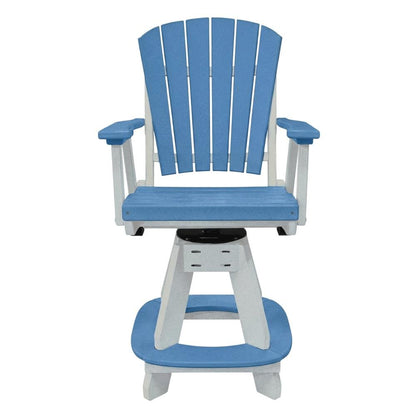 Blue Counter Height Swivel Arm Chair With White Base And Comfortable Design