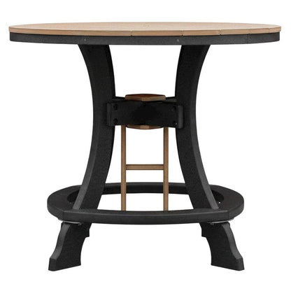 Round Cedar Outdoor Dining Table With Black Base, 44 Inches Wide