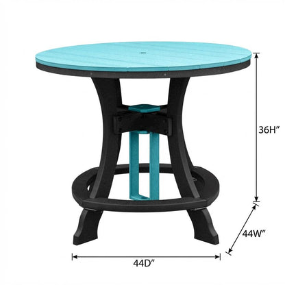 Aruba Blue Counter Height Round Table With Black Base For Outdoor Dining