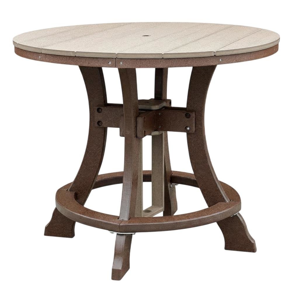Polyethylene Outdoor Dining Table With Weatherwood Finish And Tudor Brown Base