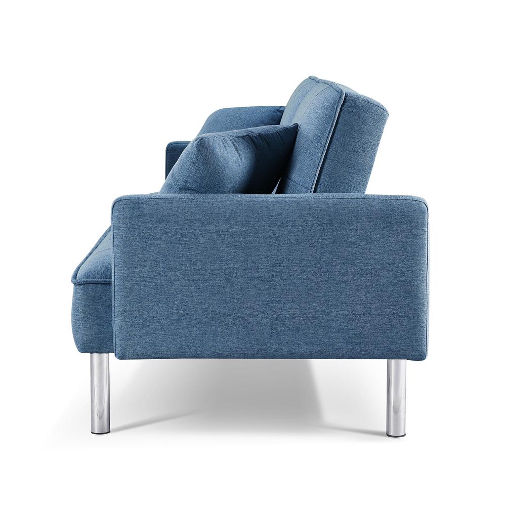 Tufted Futon Convertible Sofa Sleeper with Two Throw Pillows