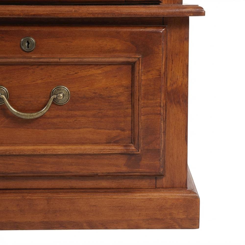 Wood Gun Cabinet with Lockable Tempered Glass Door and Drop-Down Storage