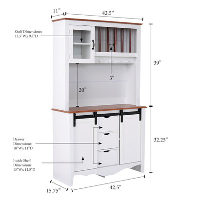 Countryside Sliding Barn Door Buffet and Hutch