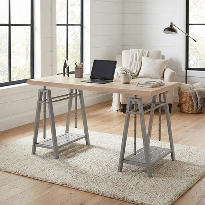 Adjustable Height Office Desk With Sturdy Metal Frame For Workspace