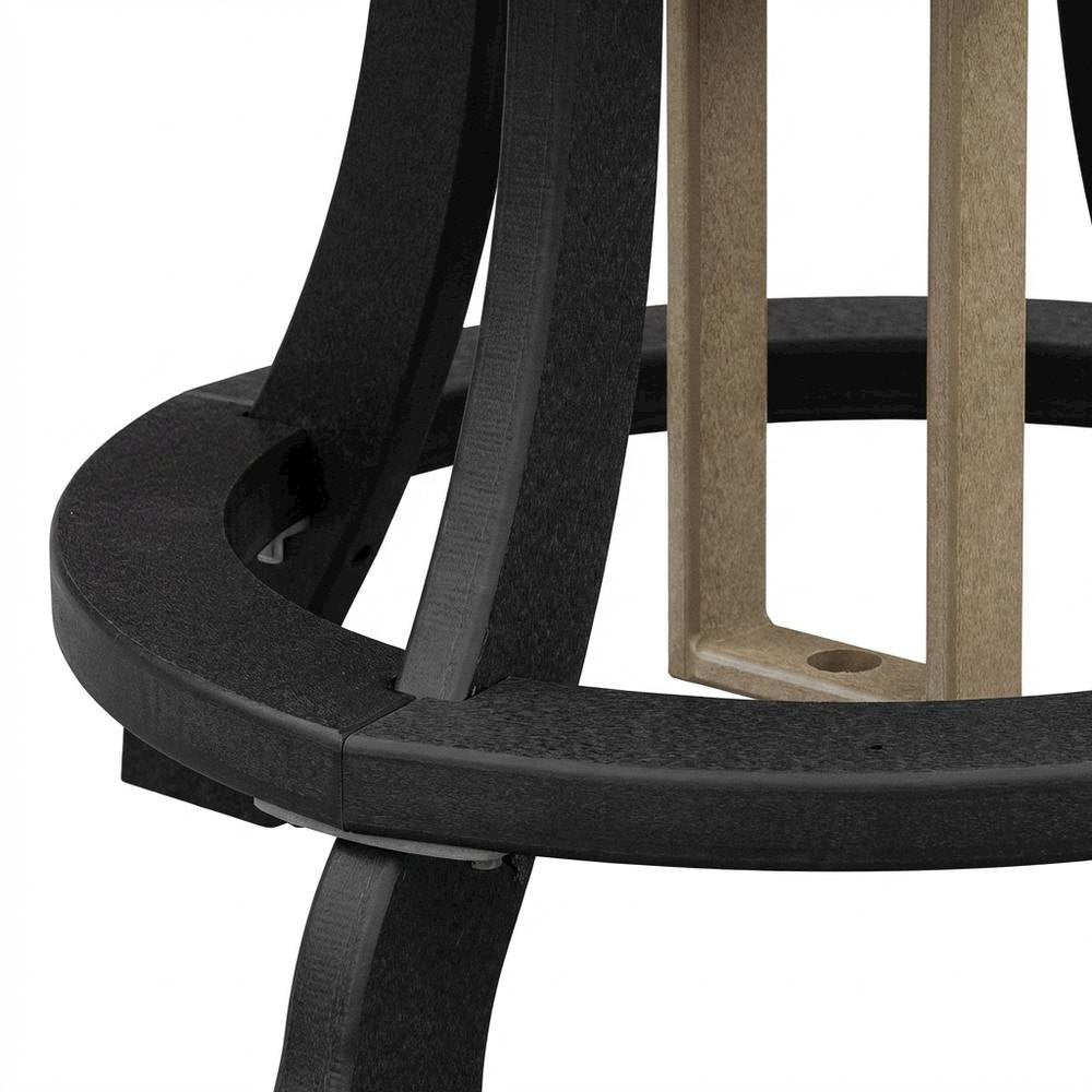 Black Base Round Outdoor Dining Table With Black Base And Polyethylene Material