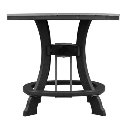 Light Gray Counter Height Round Table With Black Base For Outdoor Dining