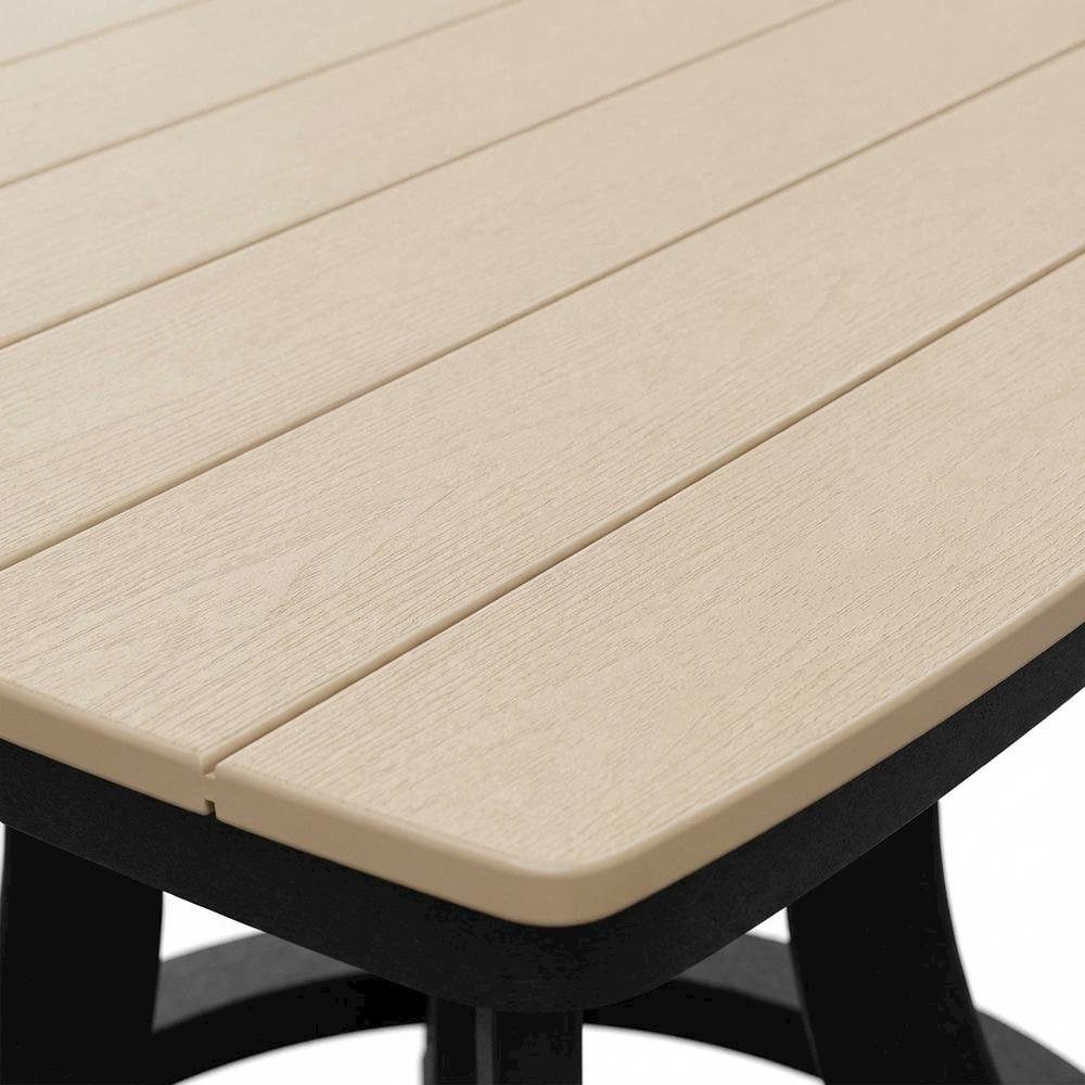 Cedar And Black Outdoor Square Dining Table With Polyethylene Material