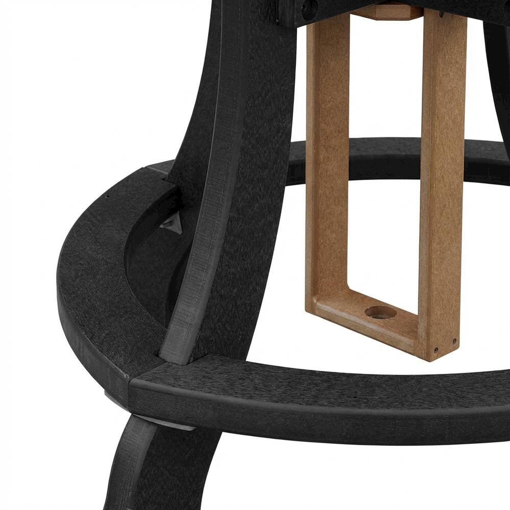 Round Cedar Outdoor Dining Table With Black Base, 44 Inches Wide