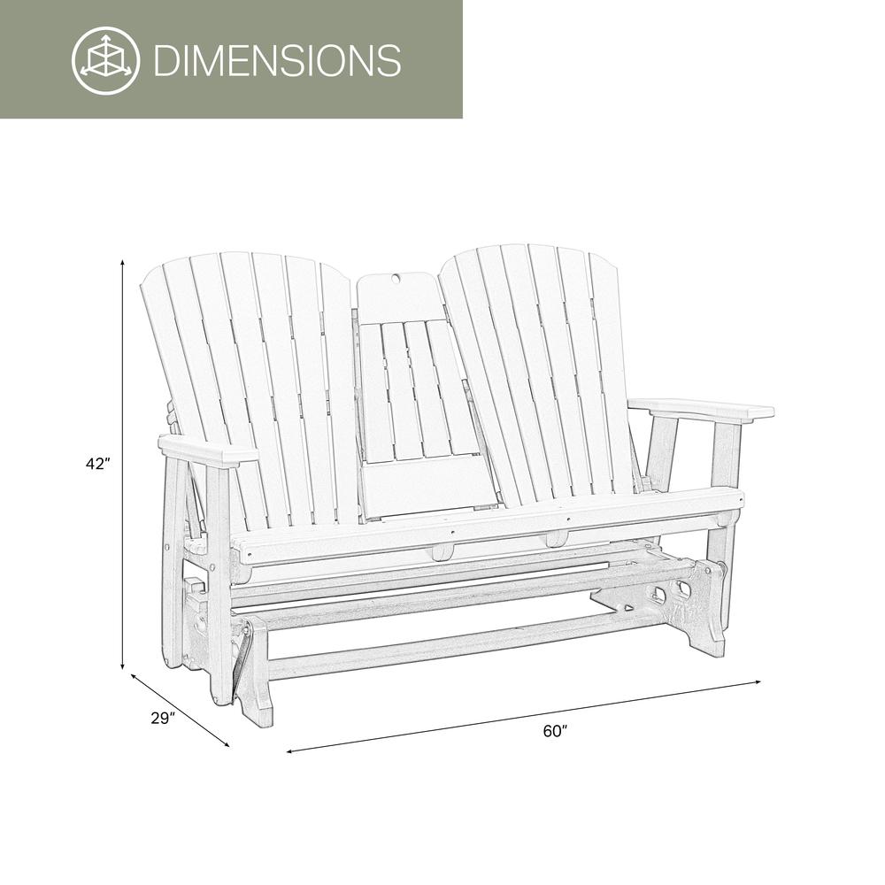 Two Seat Fan Back Glider with Drop Down Table/Cup Holder in Blue