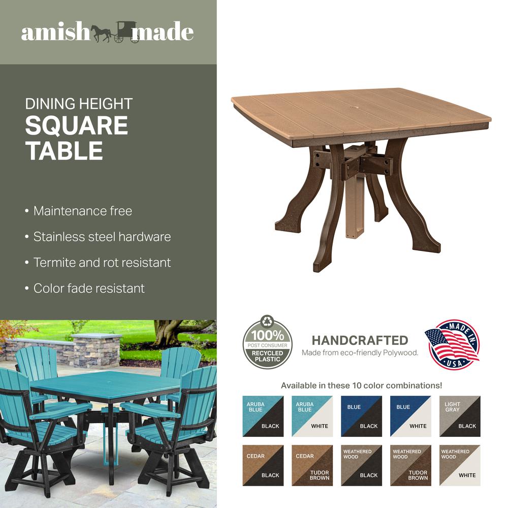 Dining Height Square Table in Blue with a White Base