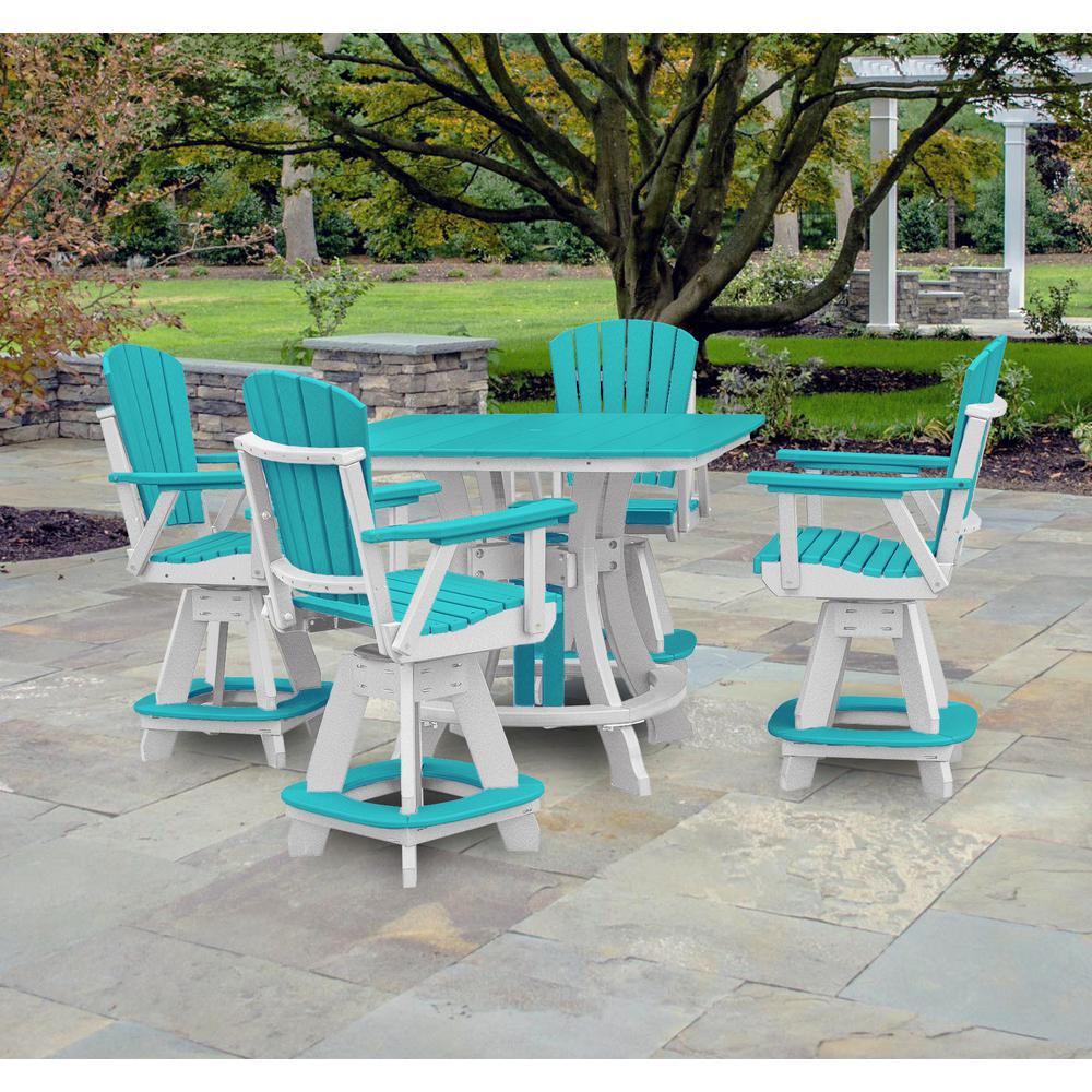 OS Home and Office Model 44S-C-ARW Counter Height Square Table in Aruba Blue with White Base