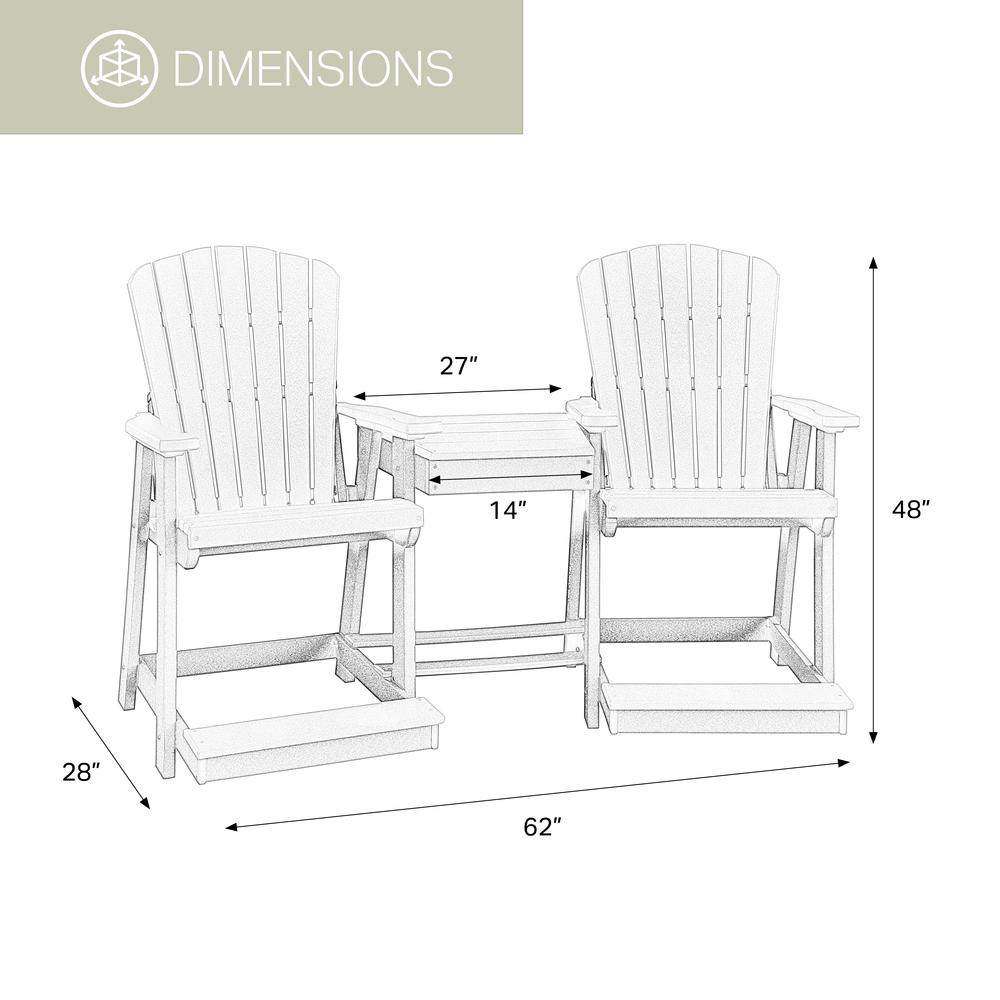 OS Home and Office Counter Height Settee Table Combo in Light Grey with a Black Base