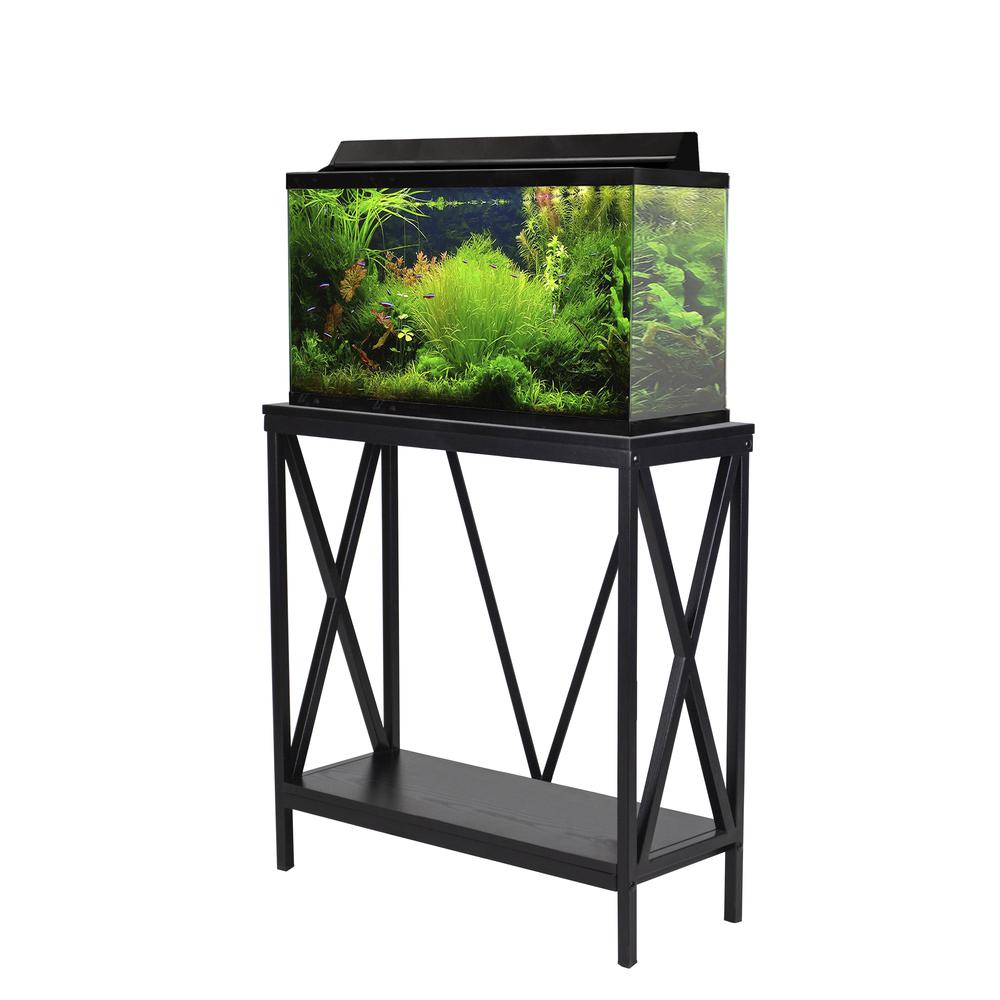 29/37 Gallon Steel X-Frame Aquarium Stand, with lower shelf, Black