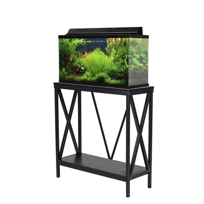 29/37 Gallon Steel X-Frame Aquarium Stand, with lower shelf, Black