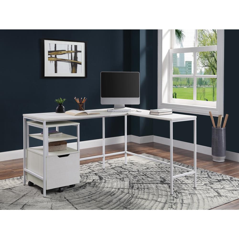 Contempo L-shaped Desk in White Oak Finish, CNT41-WK
