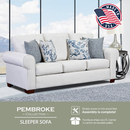 Living Room Pembroke Sofa Sleeper with Four Throw Pillows