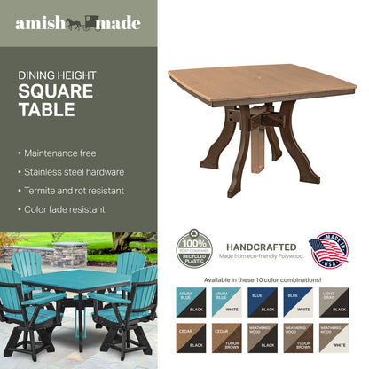 Dining Height Square Table in Cedar with a Tudor Brown Base
