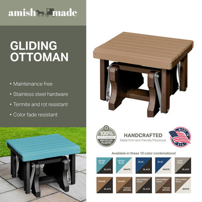 Gliding Ottoman in Cedar and Tudor Brown