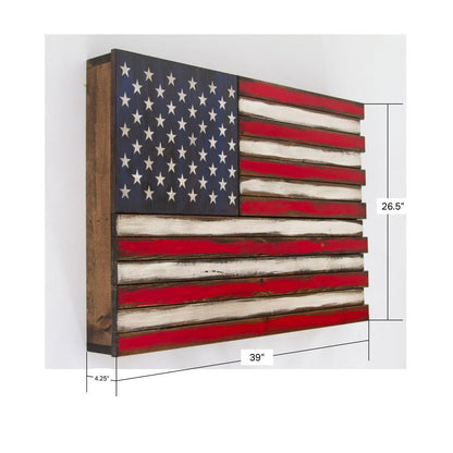 FurniFact American Flag Wall Gun Concealment with Two Secret Compartments