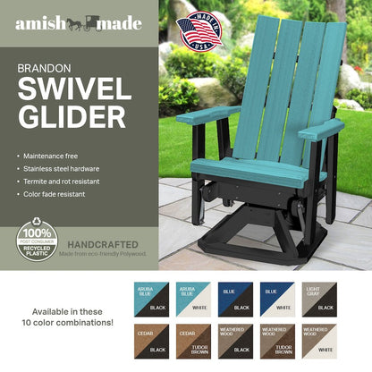 Brandon Swivel Glider in Aruba Blue on a White Base