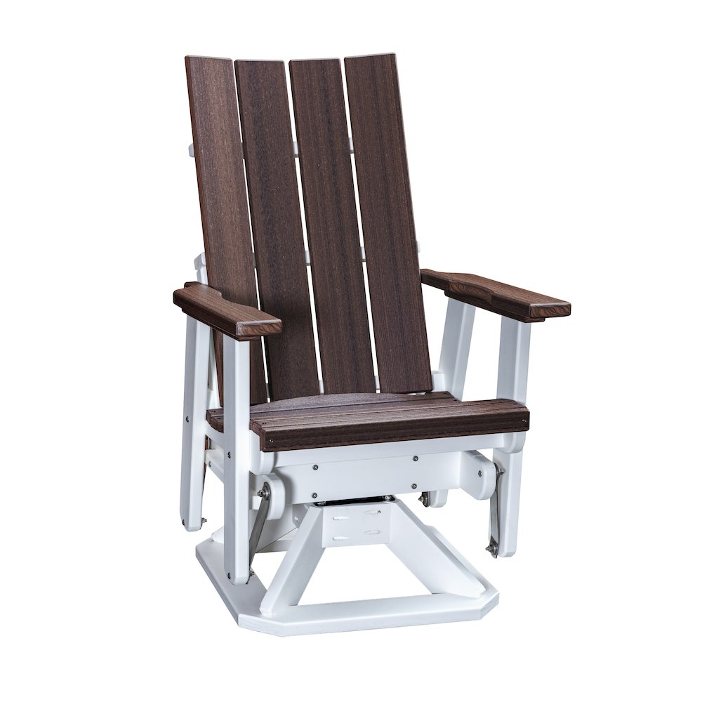 Brandon Swivel Glider in Brazilian Walnut on a White Base