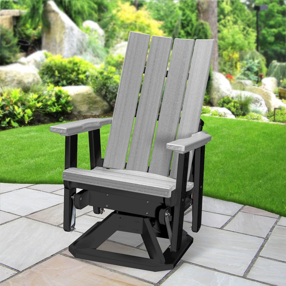 Brandon Swivel Glider in Light Grey on a Black Base